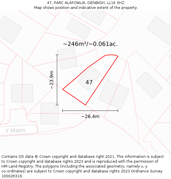 47, PARC ALAFOWLIA, DENBIGH, LL16 3HZ: Plot and title map