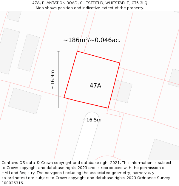 47A, PLANTATION ROAD, CHESTFIELD, WHITSTABLE, CT5 3LQ: Plot and title map