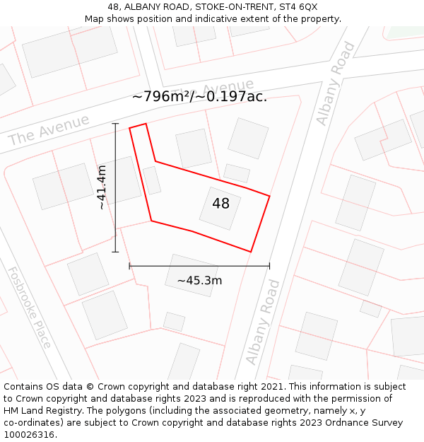 48, ALBANY ROAD, STOKE-ON-TRENT, ST4 6QX: Plot and title map