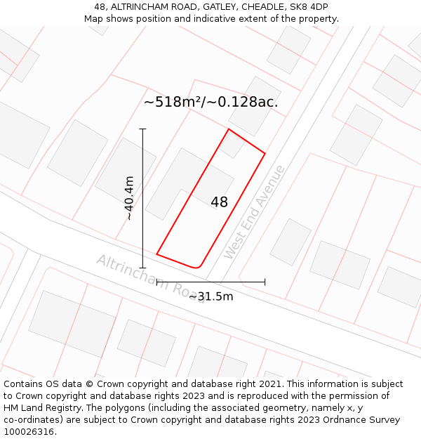 48, ALTRINCHAM ROAD, GATLEY, CHEADLE, SK8 4DP: Plot and title map