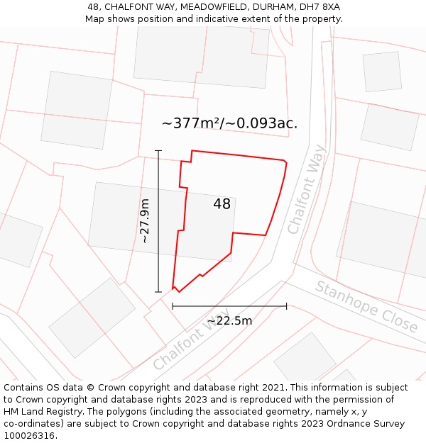 48, CHALFONT WAY, MEADOWFIELD, DURHAM, DH7 8XA: Plot and title map