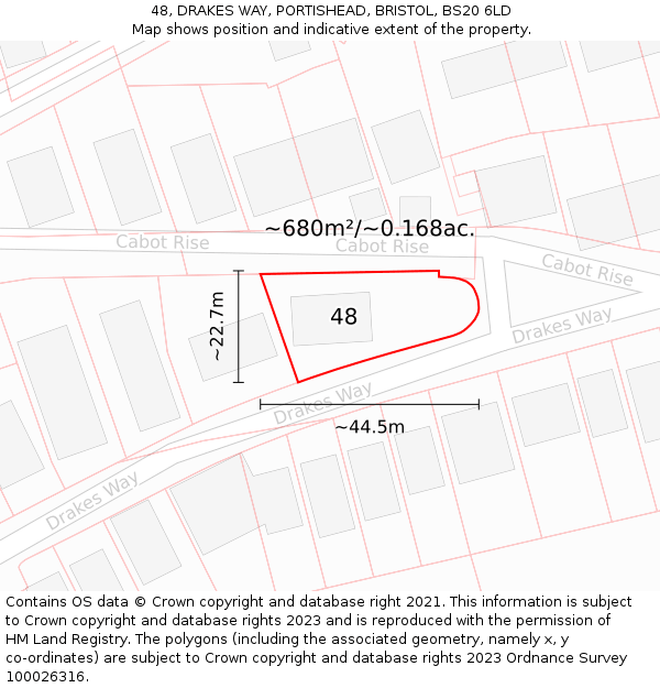 48, DRAKES WAY, PORTISHEAD, BRISTOL, BS20 6LD: Plot and title map