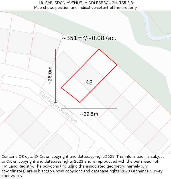 48, EARLSDON AVENUE, MIDDLESBROUGH, TS5 8JR: Plot and title map