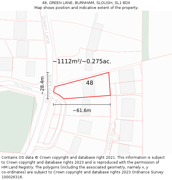 48, GREEN LANE, BURNHAM, SLOUGH, SL1 8DX: Plot and title map