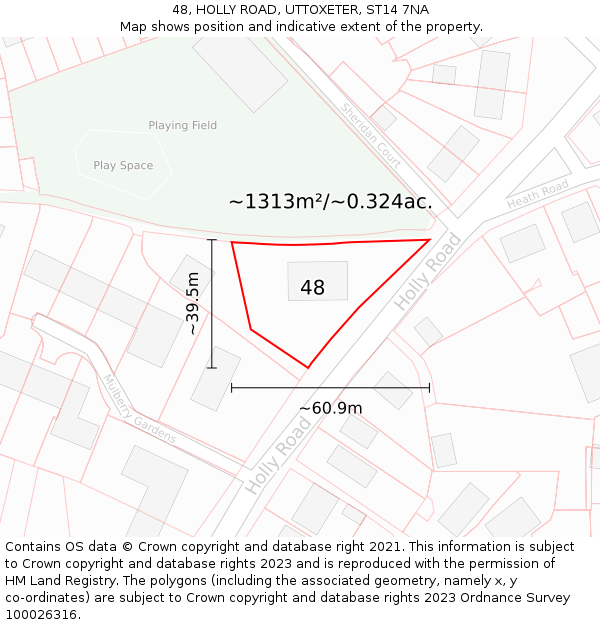 48, HOLLY ROAD, UTTOXETER, ST14 7NA: Plot and title map