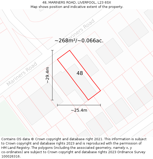 48, MARINERS ROAD, LIVERPOOL, L23 6SX: Plot and title map