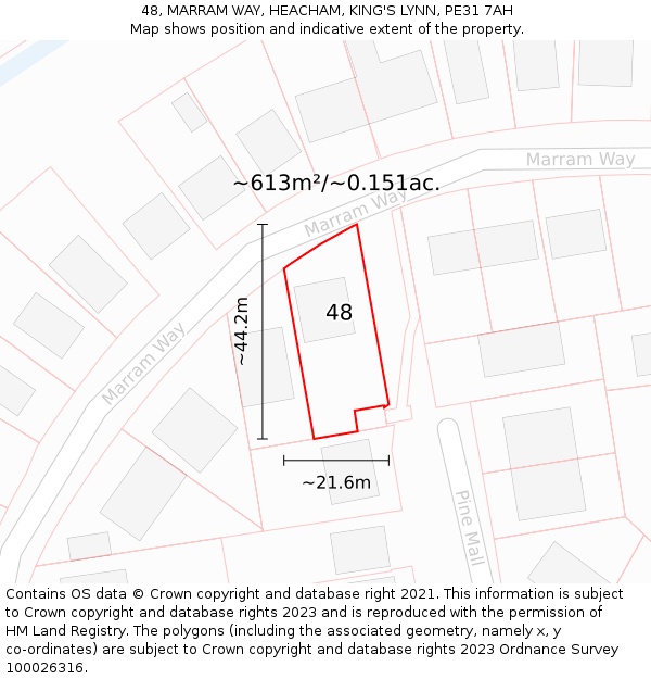 48, MARRAM WAY, HEACHAM, KING'S LYNN, PE31 7AH: Plot and title map