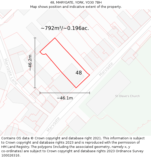 48, MARYGATE, YORK, YO30 7BH: Plot and title map