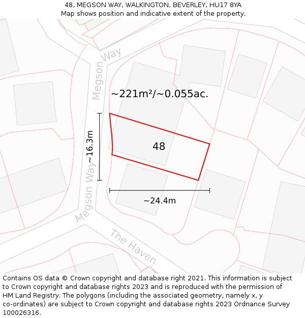 48, MEGSON WAY, WALKINGTON, BEVERLEY, HU17 8YA: Plot and title map