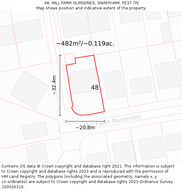 48, MILL FARM NURSERIES, SWAFFHAM, PE37 7PJ: Plot and title map