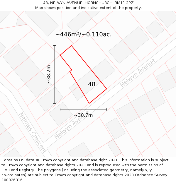 48, NELWYN AVENUE, HORNCHURCH, RM11 2PZ: Plot and title map