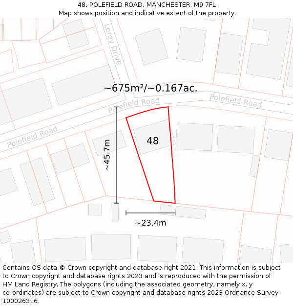 48, POLEFIELD ROAD, MANCHESTER, M9 7FL: Plot and title map