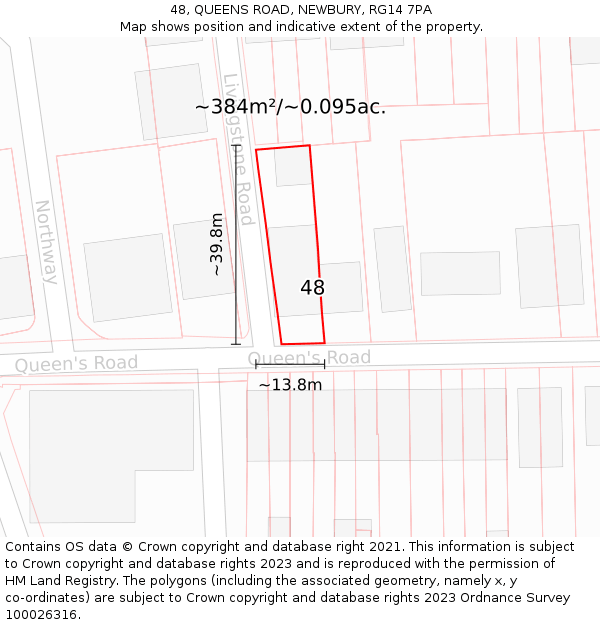 48, QUEENS ROAD, NEWBURY, RG14 7PA: Plot and title map