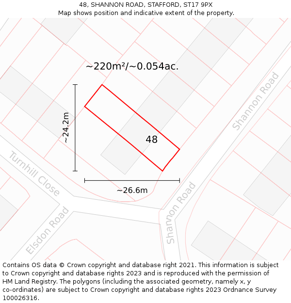 48, SHANNON ROAD, STAFFORD, ST17 9PX: Plot and title map