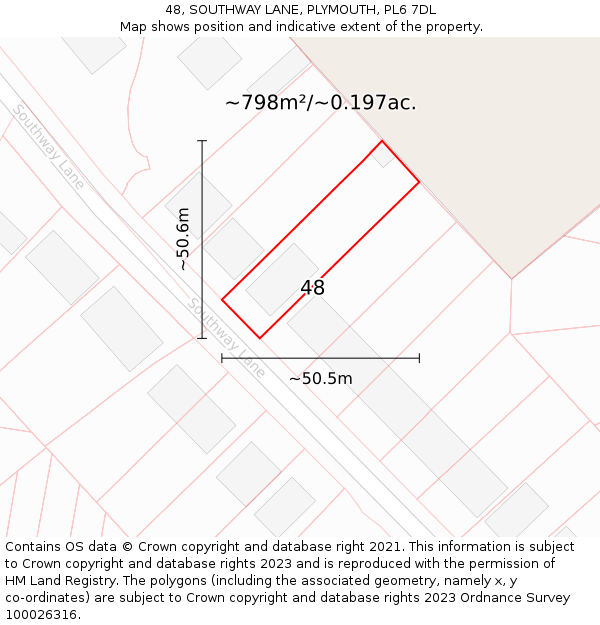 48, SOUTHWAY LANE, PLYMOUTH, PL6 7DL: Plot and title map