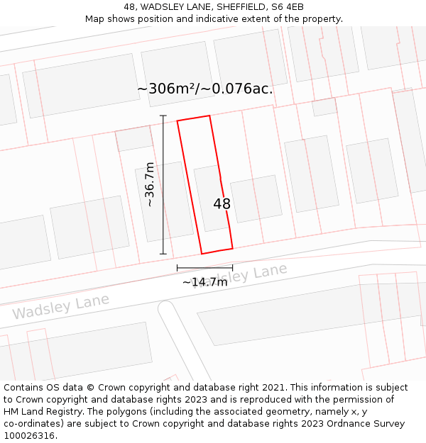 48, WADSLEY LANE, SHEFFIELD, S6 4EB: Plot and title map