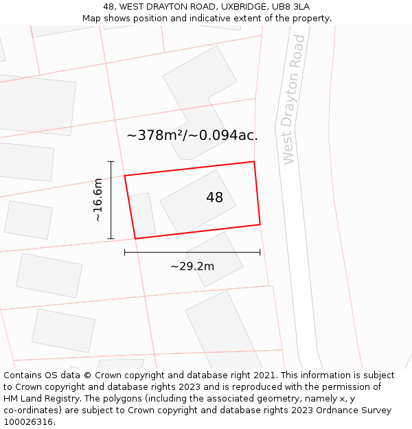 48, WEST DRAYTON ROAD, UXBRIDGE, UB8 3LA: Plot and title map