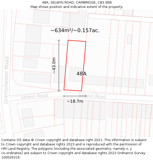 48A, SELWYN ROAD, CAMBRIDGE, CB3 9EB: Plot and title map