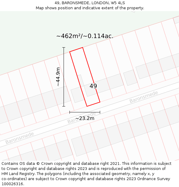 49, BARONSMEDE, LONDON, W5 4LS: Plot and title map