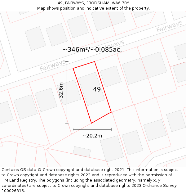 49, FAIRWAYS, FRODSHAM, WA6 7RY: Plot and title map