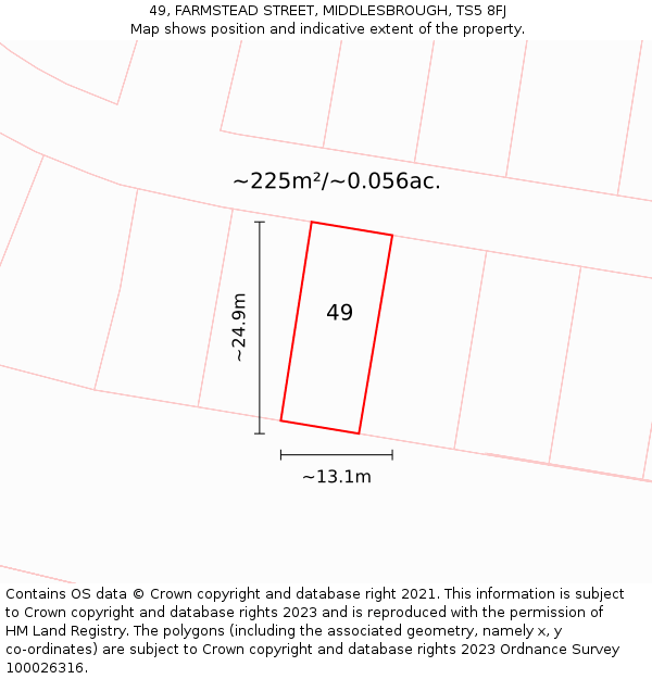 49, FARMSTEAD STREET, MIDDLESBROUGH, TS5 8FJ: Plot and title map