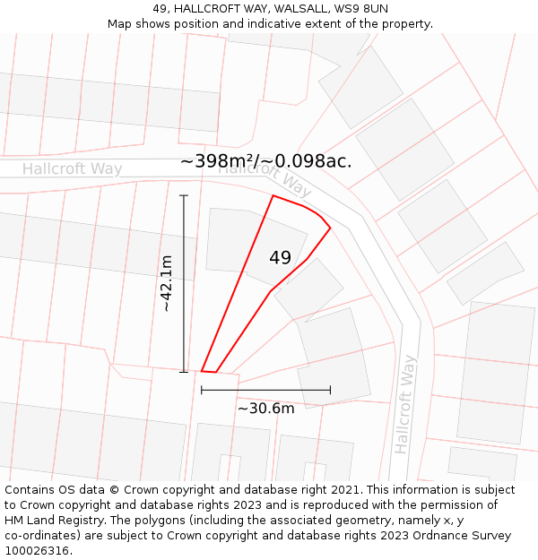 49, HALLCROFT WAY, WALSALL, WS9 8UN: Plot and title map