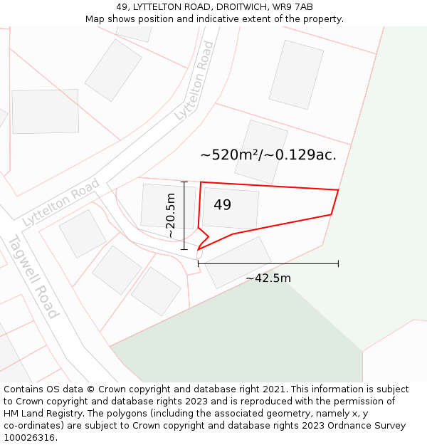 49, LYTTELTON ROAD, DROITWICH, WR9 7AB: Plot and title map