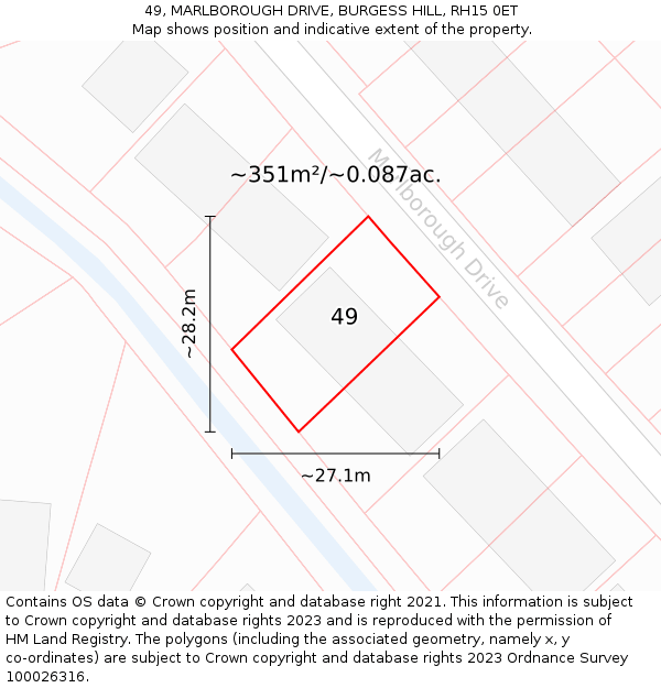 49, MARLBOROUGH DRIVE, BURGESS HILL, RH15 0ET: Plot and title map
