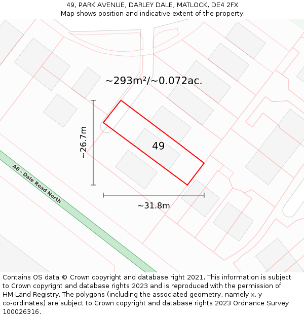 49, PARK AVENUE, DARLEY DALE, MATLOCK, DE4 2FX: Plot and title map