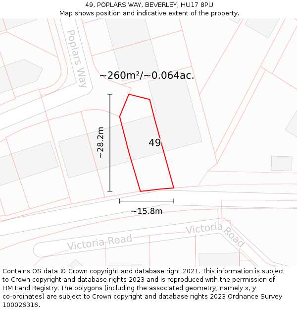 49, POPLARS WAY, BEVERLEY, HU17 8PU: Plot and title map