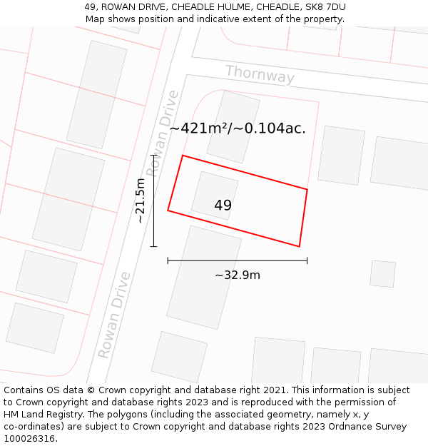 49, ROWAN DRIVE, CHEADLE HULME, CHEADLE, SK8 7DU: Plot and title map