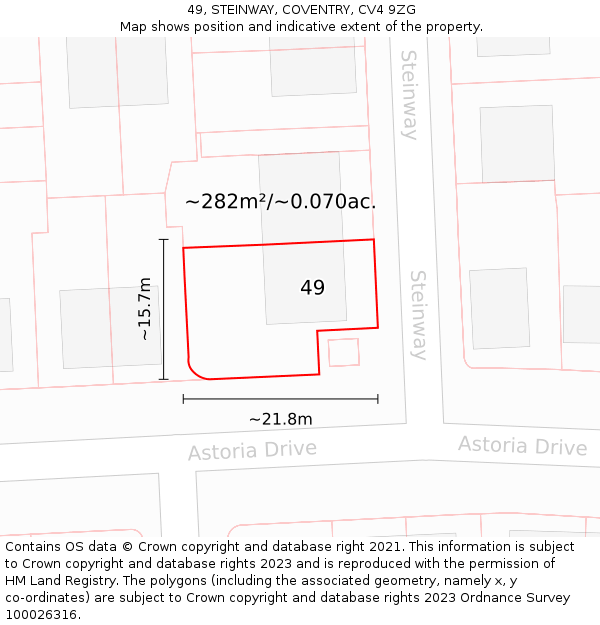 49, STEINWAY, COVENTRY, CV4 9ZG: Plot and title map