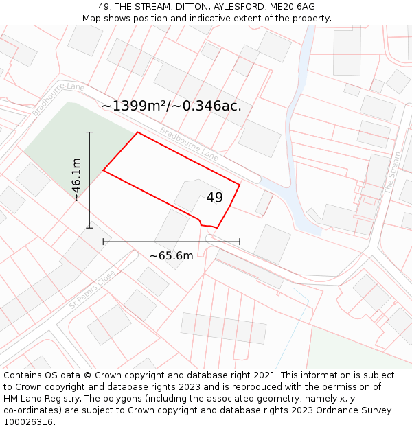 49, THE STREAM, DITTON, AYLESFORD, ME20 6AG: Plot and title map