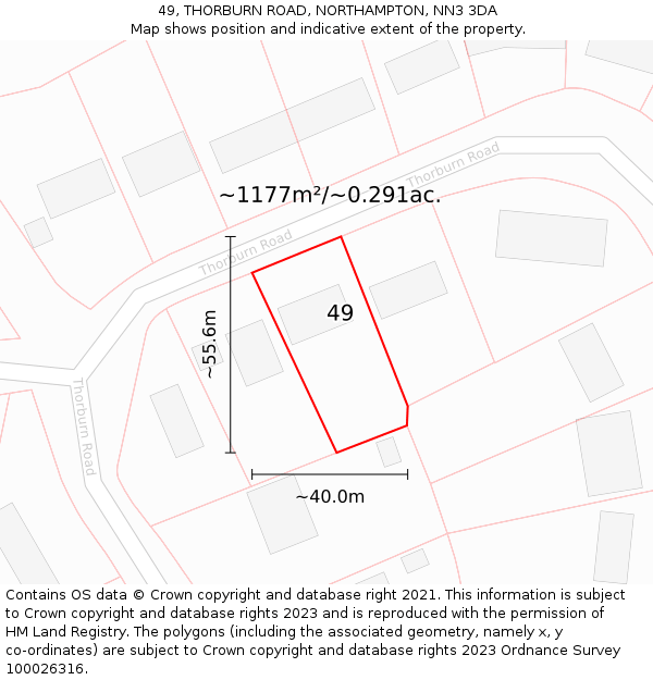 49, THORBURN ROAD, NORTHAMPTON, NN3 3DA: Plot and title map