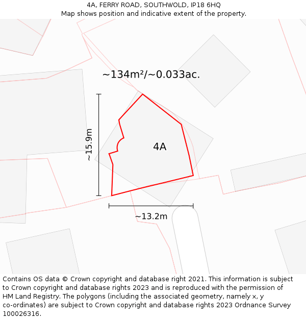 4A, FERRY ROAD, SOUTHWOLD, IP18 6HQ: Plot and title map