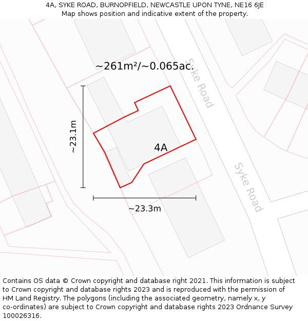 4A, SYKE ROAD, BURNOPFIELD, NEWCASTLE UPON TYNE, NE16 6JE: Plot and title map