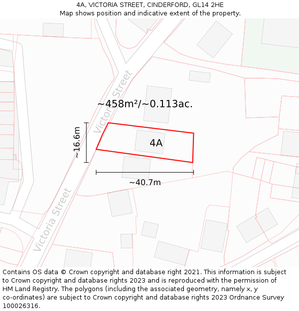 4A, VICTORIA STREET, CINDERFORD, GL14 2HE: Plot and title map