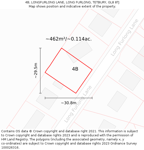 4B, LONGFURLONG LANE, LONG FURLONG, TETBURY, GL8 8TJ: Plot and title map