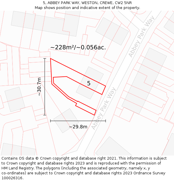 5, ABBEY PARK WAY, WESTON, CREWE, CW2 5NR: Plot and title map