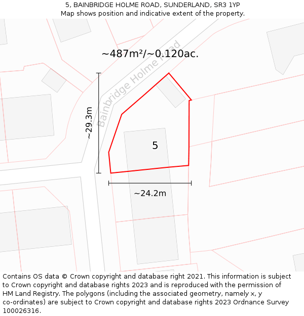 5, BAINBRIDGE HOLME ROAD, SUNDERLAND, SR3 1YP: Plot and title map