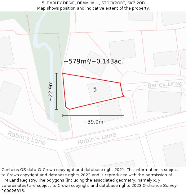 5, BARLEY DRIVE, BRAMHALL, STOCKPORT, SK7 2QB: Plot and title map