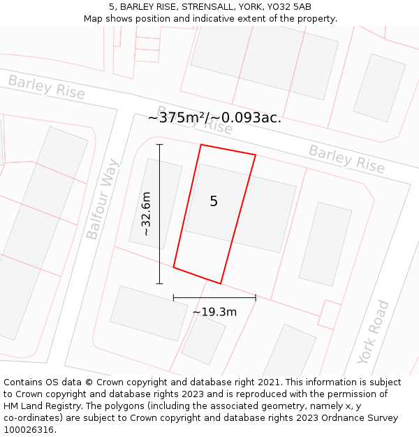 5, BARLEY RISE, STRENSALL, YORK, YO32 5AB: Plot and title map