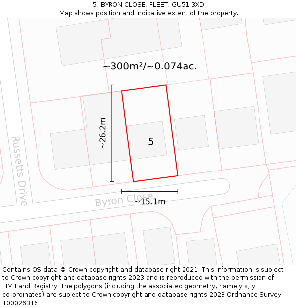 5, BYRON CLOSE, FLEET, GU51 3XD: Plot and title map