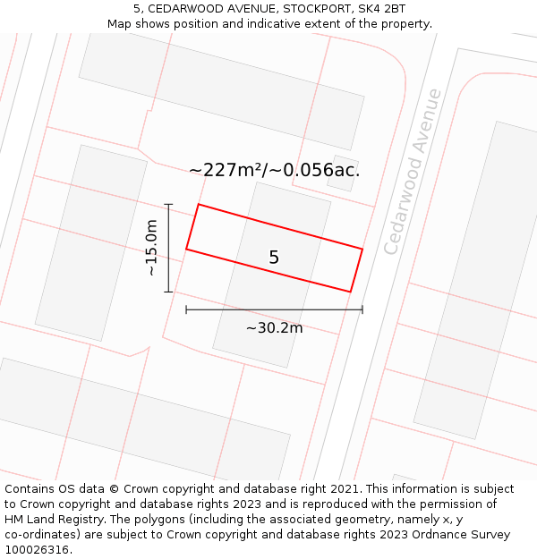 5, CEDARWOOD AVENUE, STOCKPORT, SK4 2BT: Plot and title map