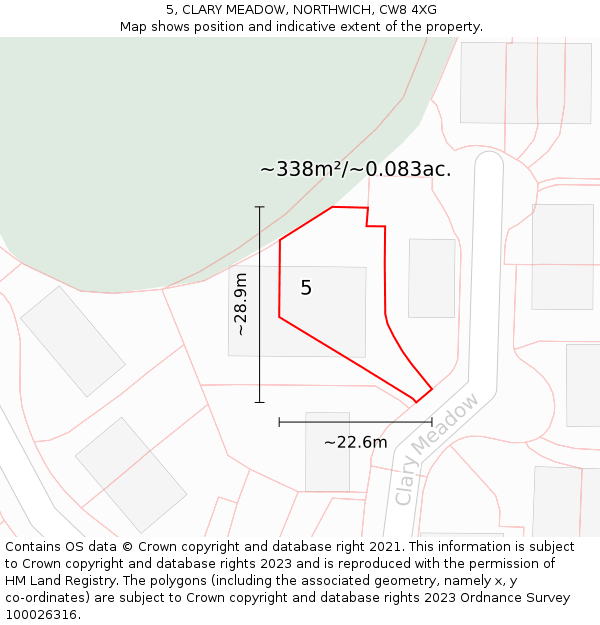 5, CLARY MEADOW, NORTHWICH, CW8 4XG: Plot and title map