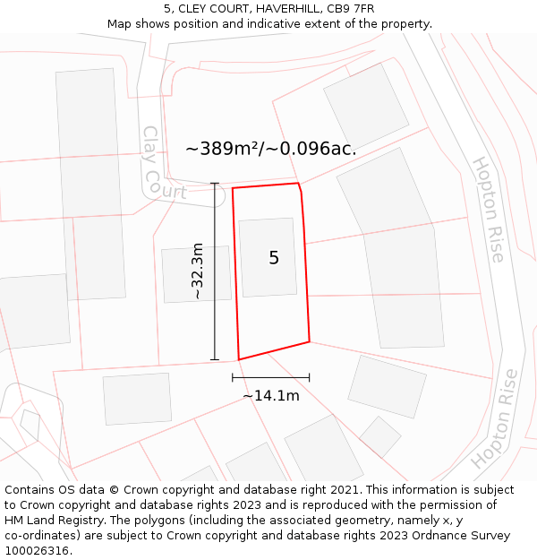 5, CLEY COURT, HAVERHILL, CB9 7FR: Plot and title map