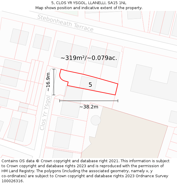 5, CLOS YR YSGOL, LLANELLI, SA15 1NL: Plot and title map