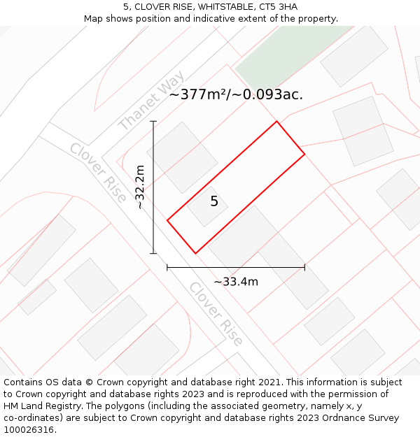 5, CLOVER RISE, WHITSTABLE, CT5 3HA: Plot and title map