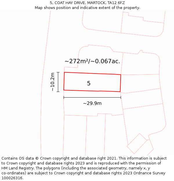 5, COAT HAY DRIVE, MARTOCK, TA12 6FZ: Plot and title map