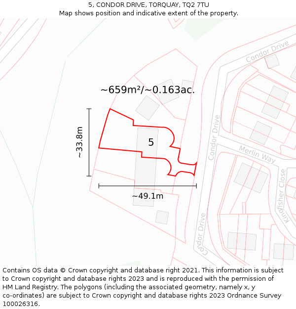 5, CONDOR DRIVE, TORQUAY, TQ2 7TU: Plot and title map